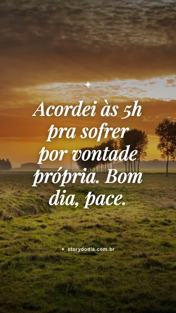 Acordei às 5h pra sofrer por vontade própria. Bom dia, pace.