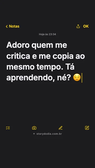 Adoro quem me critica e me copia ao mesmo tempo. Tá aprendendo, né? 😌