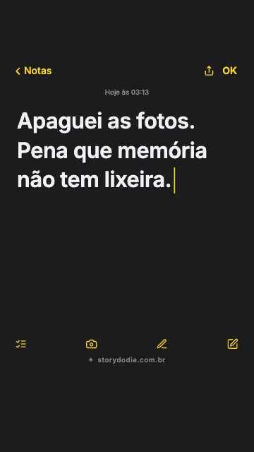 Apaguei as fotos. Pena que memória não tem lixeira.