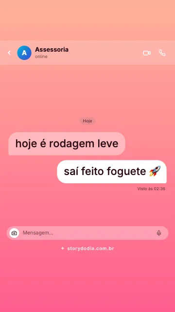 Assessoria: hoje é rodagem leve
Eu: saí feito foguete 🚀