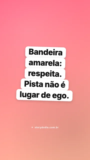 Bandeira amarela: respeita. Pista não é lugar de ego.