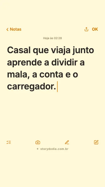 Casal que viaja junto aprende a dividir a mala, a conta e o carregador.