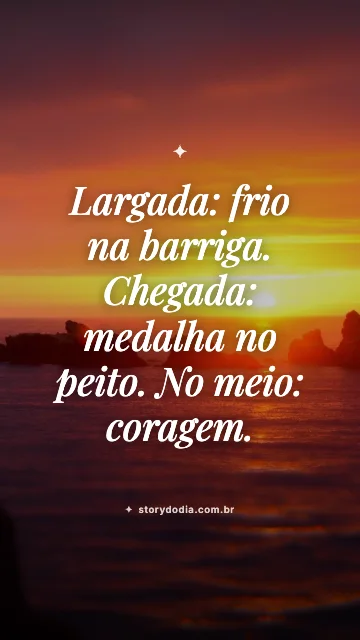 Largada: frio na barriga. Chegada: medalha no peito. No meio: coragem.