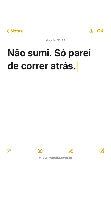 Não sumi. Só parei de correr atrás.