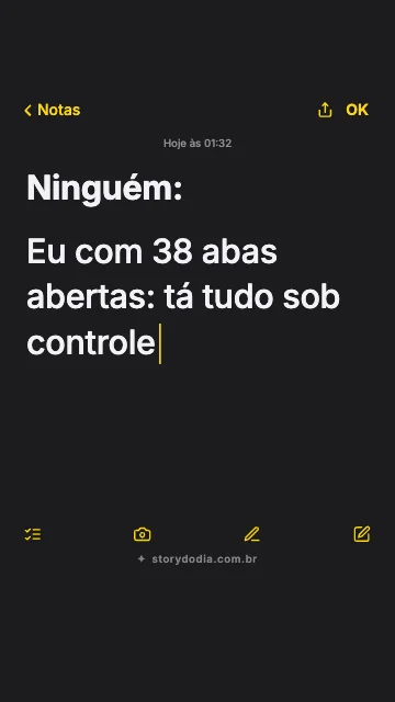 Ninguém:
Eu com 38 abas abertas: tá tudo sob controle