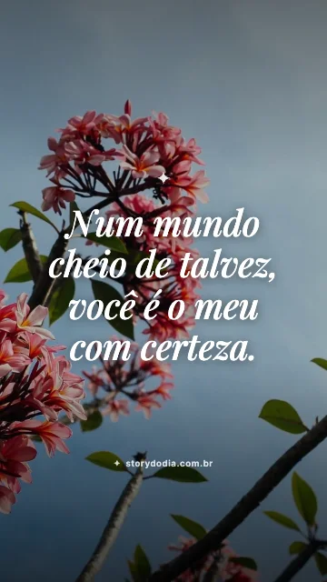 Num mundo cheio de talvez, você é o meu com certeza.