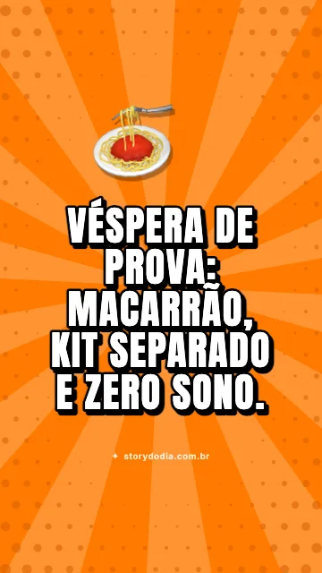 Véspera de prova: macarrão, kit separado e zero sono. 🍝