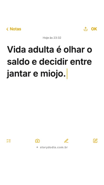 Vida adulta é olhar o saldo e decidir entre jantar e miojo.