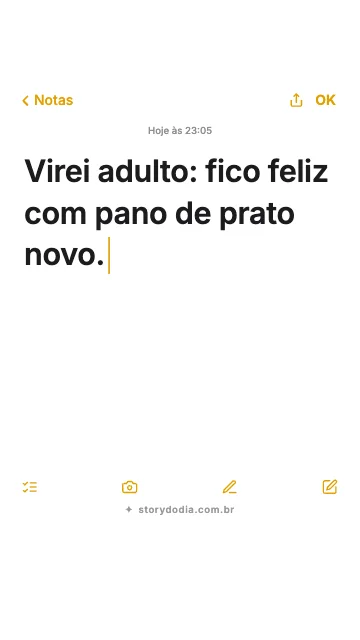Virei adulto: fico feliz com pano de prato novo.